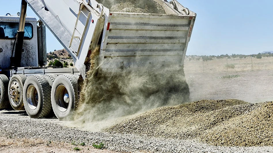 aggregate dumped on road