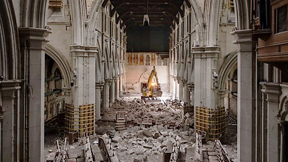 Interior photo of Christ Church Anglical Cathedral with excavator
