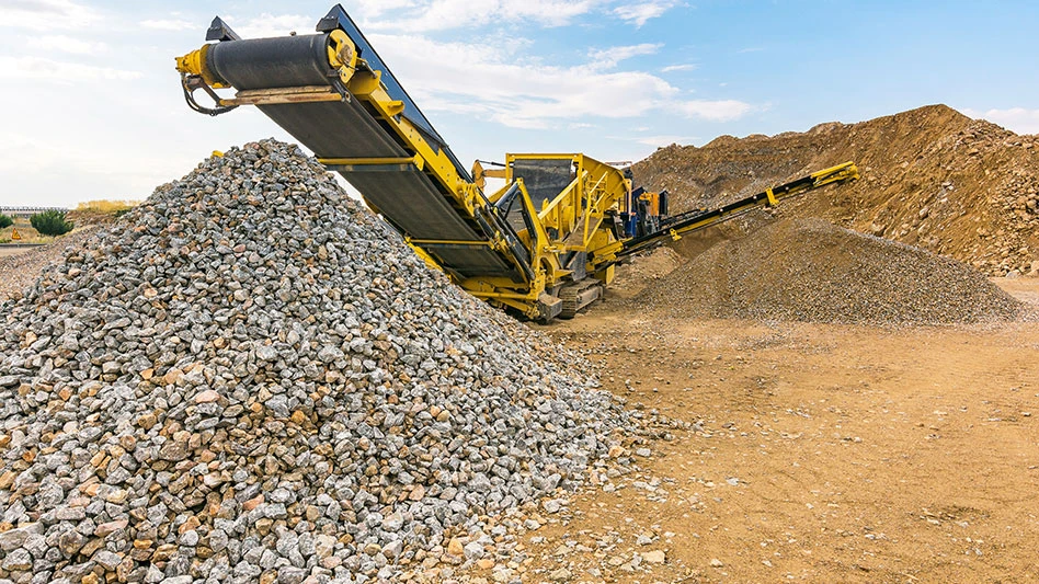 Heavy machinery for processing rock and stone in a quarry