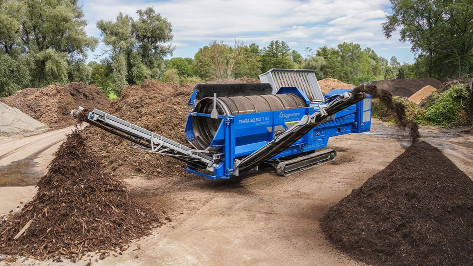 a t-60 tracked trommel sorting material